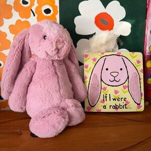 Bundle of jellycat NWT tulip medium bunny +gently used if I were a rabbit book